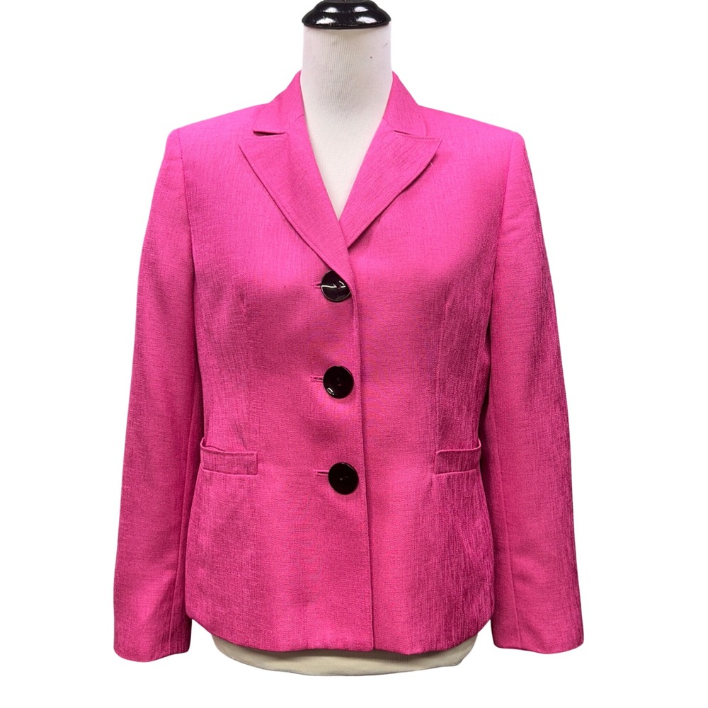 Le Suit Petite Blazer Women 10P Pink 3-Button Formal Career Wear Barbiecore